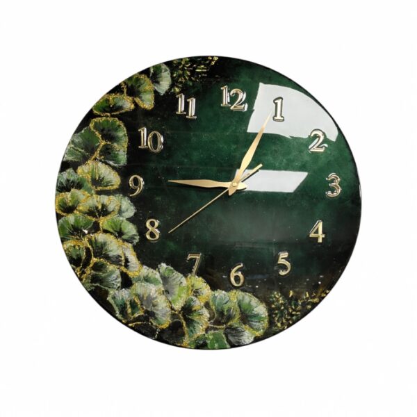 Rankų darbo laikrodis "SMARAGDO GĖLĖS", 50cm