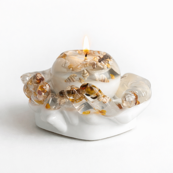 Žvakidžių komplektas „UGNIS RANKOSE BALTA”