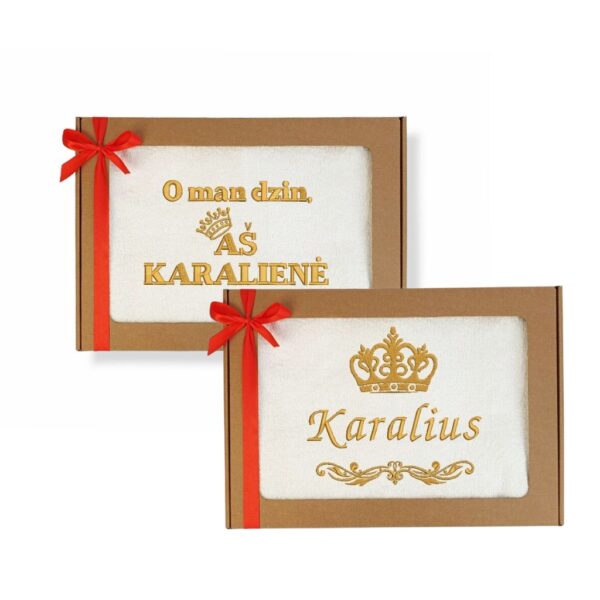 Siuvinėtas rankšluostis „KARALIUS/KARALIENĖ”