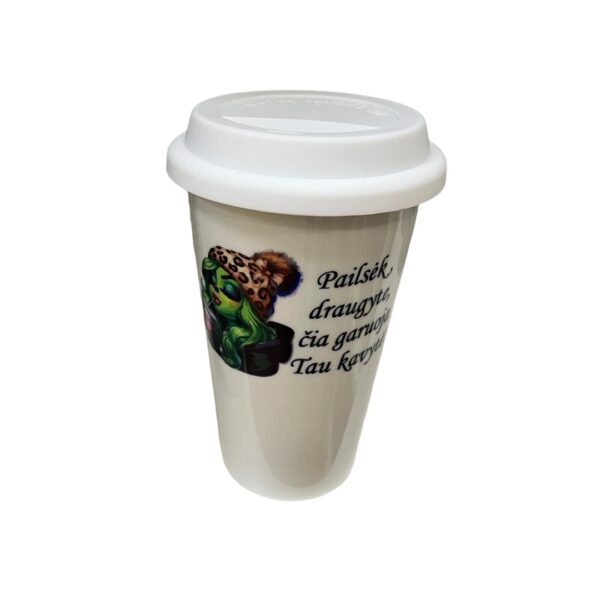 Kelioninis eco keramikos puodelis "Draugytė"