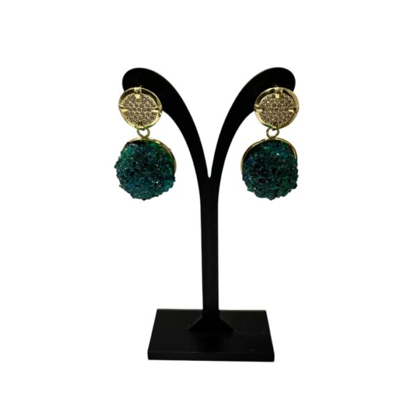 Rankų darbo auskarai „MAKOSH SMARAGDO DEIMANČIUKAI”