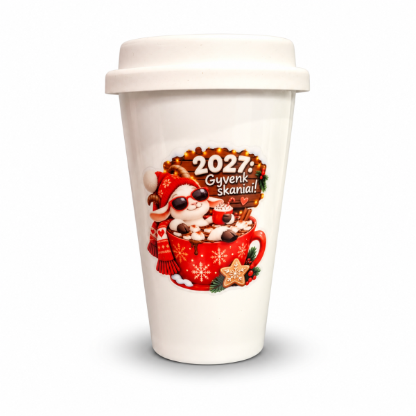 Kelioninis eco keramikos puodelis "2027”